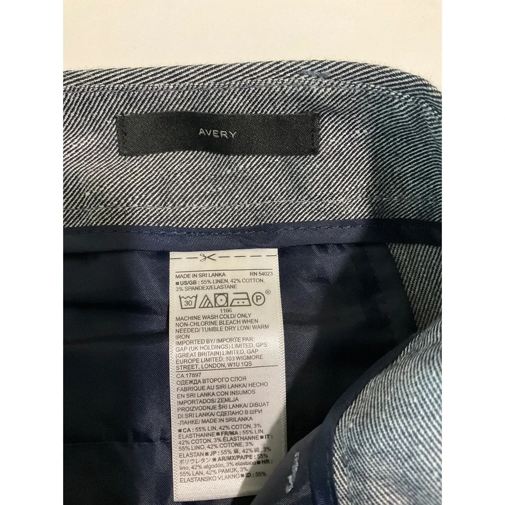 NEW Banana Republic Avery Linen Trousers Mid Rise Straight Blue Chambray‎ Preppy